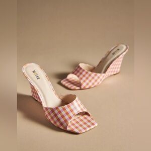 Anthropologie Maeve Square-Toe Mules Pink Size 5 NIB size 36